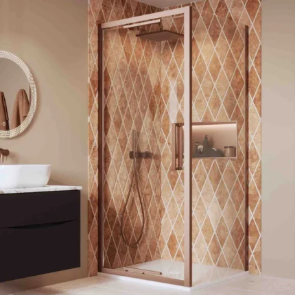 Crosswater Asura Infold Shower Door & Side Panel - Brushed Bronze