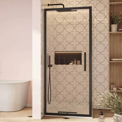 Crosswater Asura Infold Shower Door & Side Panel - Matt Black