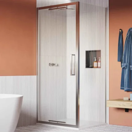 Crosswater Asura Infold Shower Door & Side Panel - Polished Stainless Steel