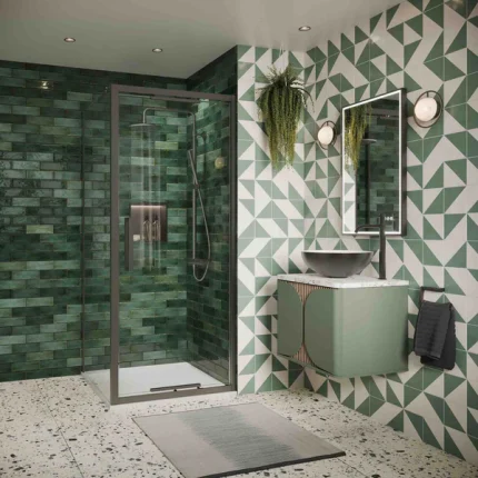 Alternative view of Crosswater Asura Infold Shower Door & Side Panel - Slate