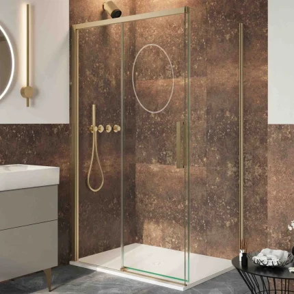Crosswater Asura Sliding Shower Door & Side Panel - Brushed Brass