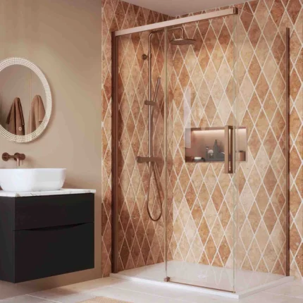 Crosswater Asura Sliding Shower Door & Side Panel - Brushed Bronze