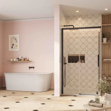 Alternative view of Crosswater Asura Sliding Shower Door & Side Panel - Matt Black