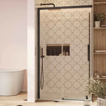 Crosswater Asura Sliding Shower Door & Side Panel - Matt Black