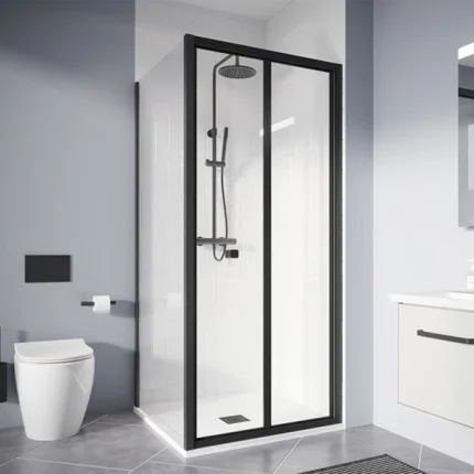 Crosswater Clear 6 Bi-Fold Shower Door & Side Panel - Matt Black