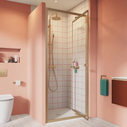 Crosswater Clear 6 Infold Shower Door & Side Panel - Brushed Brass