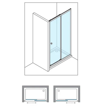 Alternative view of Crosswater Clear 6 Sliding Shower Door & Side Panel - Matt Black