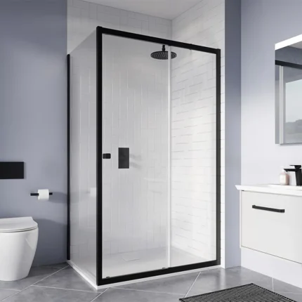 Crosswater Clear 6 Sliding Shower Door & Side Panel - Matt Black