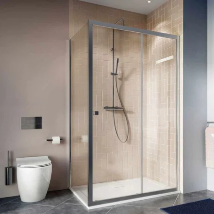 Crosswater Clear 6 Sliding Shower Door & Optional Side Panel - Silver