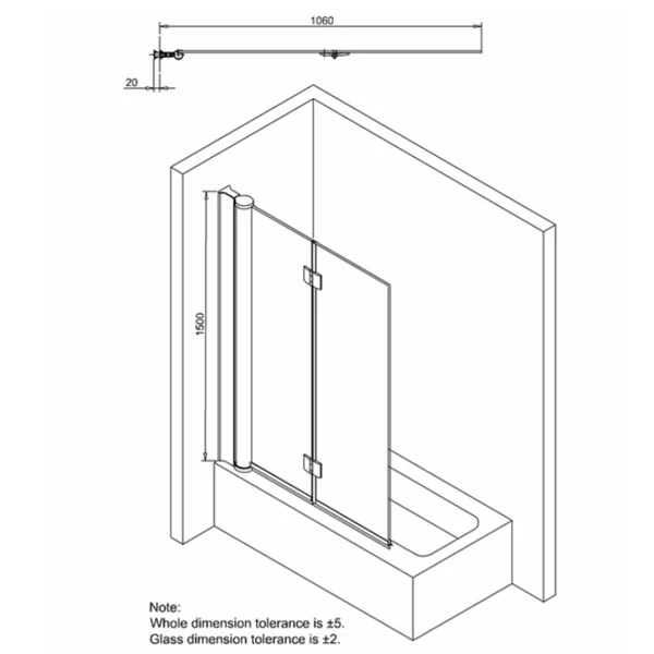 Crosswater Design 8 Double Panel Fully Folding Hinged Shower Bath Screen - Image 5
