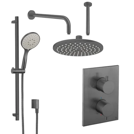 Alternative view of Crosswater MPRO 2 Outlet Thermostatic Shower Valve With Slide Rail Handset and Fixed Overhead