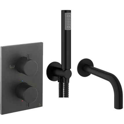 Alternative view of Crosswater MPRO 2 Outlet Thermostatic Shower Valve With Pencil Handset and Bath Spout