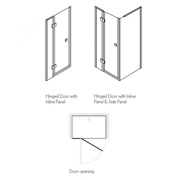 Crosswater DESIGN 8 Inline Hinged Shower Door & Optional Side Panel - Image 6