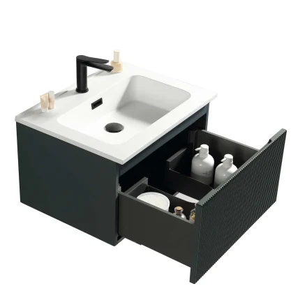 Alternative view of Florence Fluted Wall Mounted Vanity Unit With Washbasin - Smoked Sage