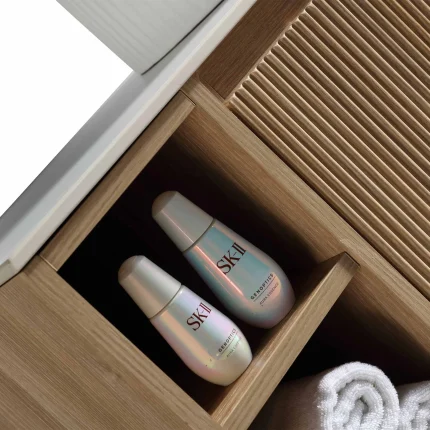 Alternative view of Florence Fluted 1000 Wall Mounted Vanity Unit With Worktop and Open Shelf - Country Oak