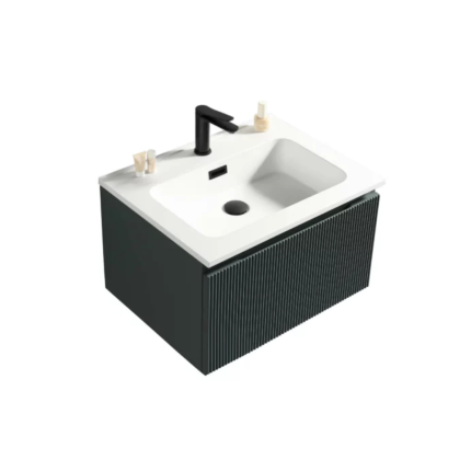 Florence Fluted Wall Mounted Vanity Unit With Washbasin - Smoked Sage