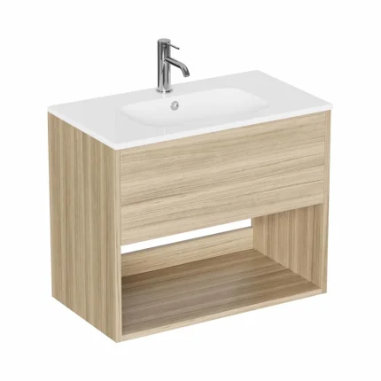 Alternative view of Hackney Wall Mounted Vanity Unit With Washbasin - Cherry Wood