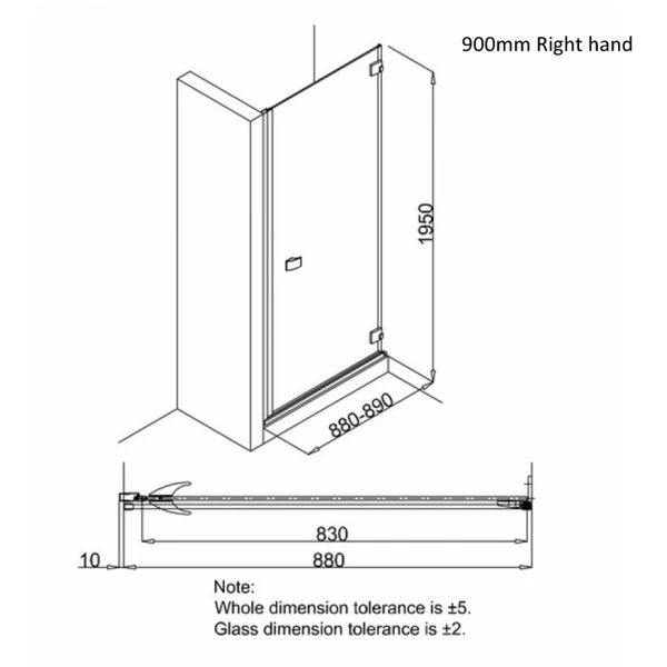 Crosswater DESIGN 8 Hinged Shower Door & Optional Side Panel - Image 9