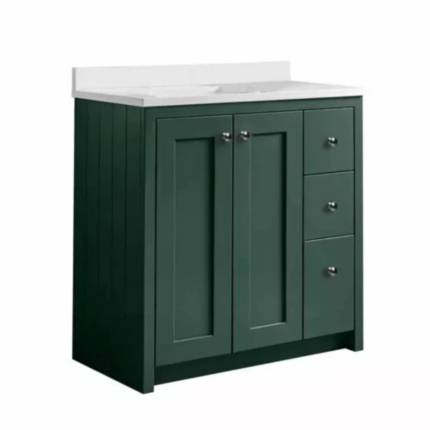 Lansdown 800 Floorstanding Underslung Vanity Unit With Basin and Worktop - Sherwood Green