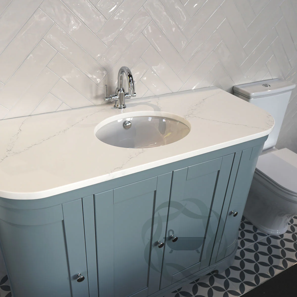 Lansdown 1200 Floorstanding Curved Vanity Unit With Worktop and Underslung Bowl - Image 13