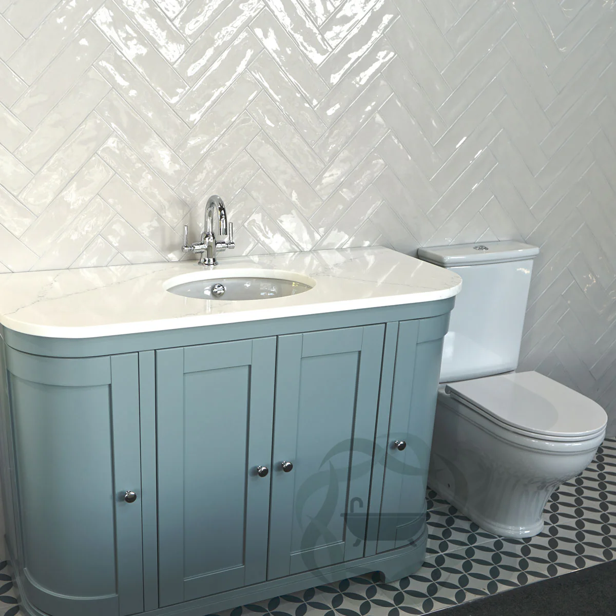 Lansdown 1200 Floorstanding Curved Vanity Unit With Worktop and Underslung Bowl - Image 14