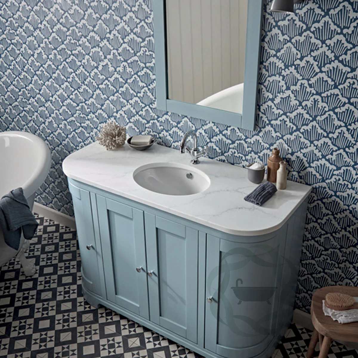 Lansdown 1200 Floorstanding Curved Vanity Unit With Worktop and Underslung Bowl - Image 15