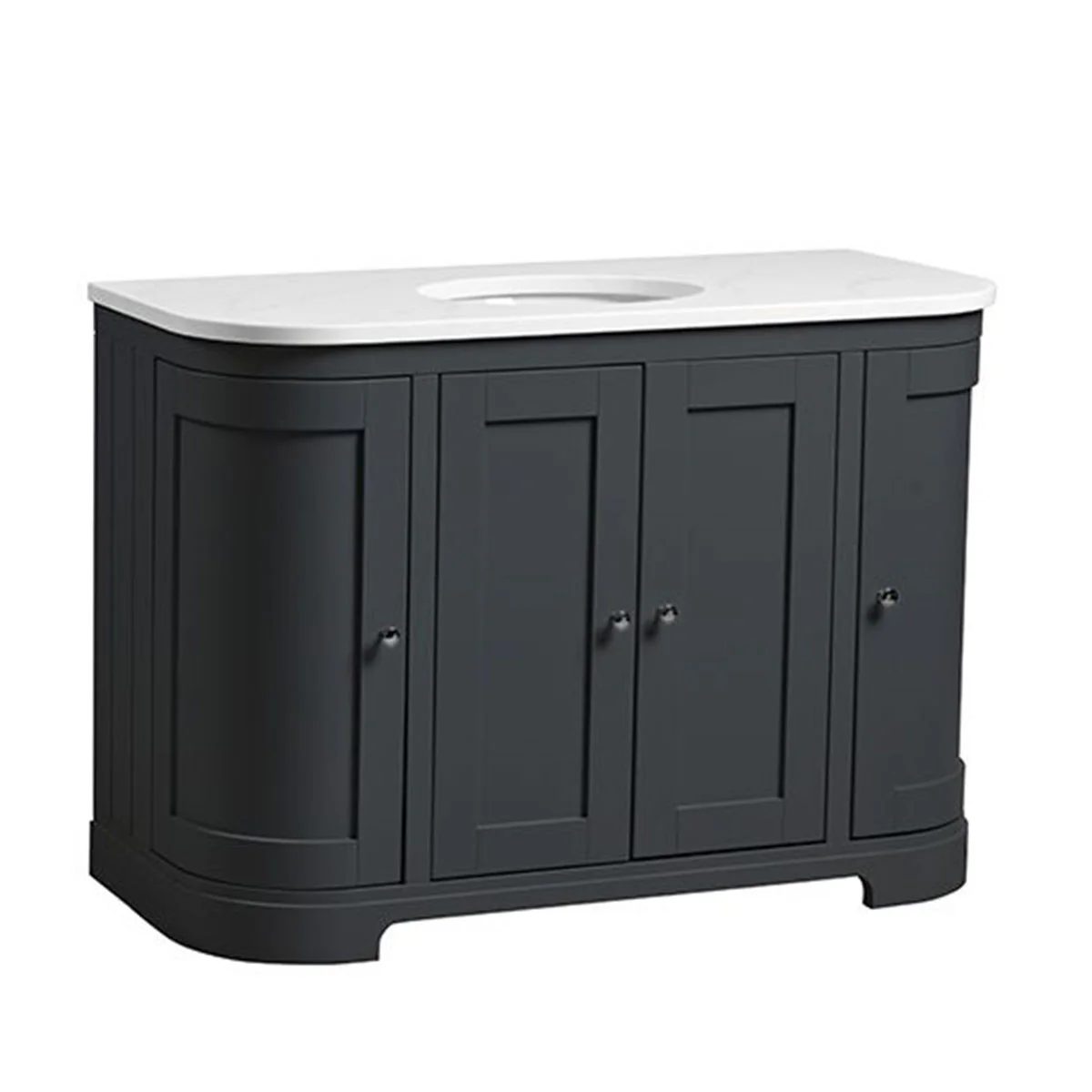 Lansdown 1200 Floorstanding Curved Vanity Unit With Worktop and Underslung Bowl - Image 4