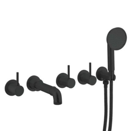 Crosswater MPRO Industrial 5 Tap Hole Wall Mounted Bath Mixer with Shower Handset