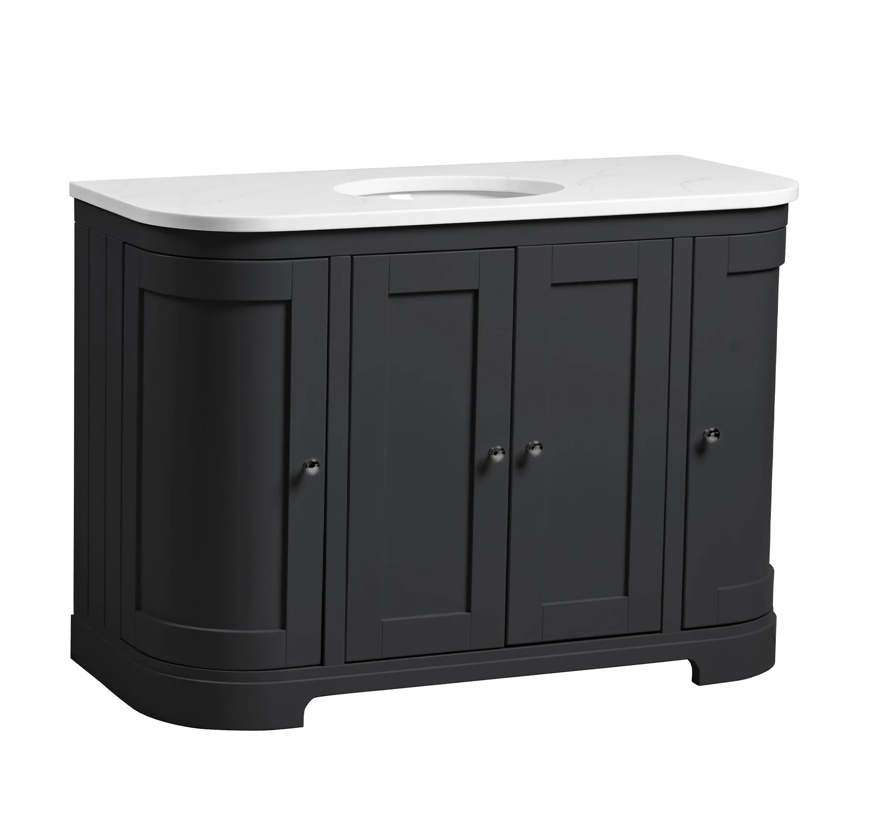 Lansdown 1200 Floorstanding Curved Vanity Unit With Worktop and Underslung Bowl - Image 9
