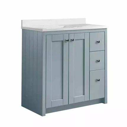 Lansdown 800 Floorstanding Underslung Vanity Unit With Basin and Worktop - Mineral Blue