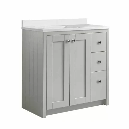 Lansdown 800 Floorstanding Underslung Vanity Unit With Basin and Worktop - Pebble Grey