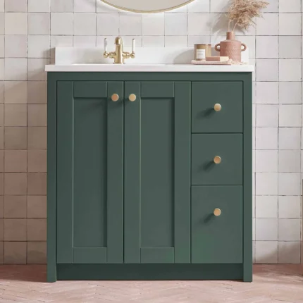 Alternative view of Lansdown 800 Floorstanding Underslung Vanity Unit With Basin and Worktop - Sherwood Green