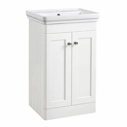 Marston Floorstanding Vanity Unit With Washbasin - Paper White