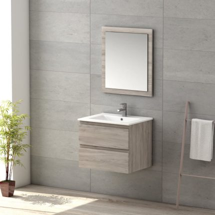 Alternative view of Viena Grey Ash 600 Wall Hung Unit & Basin