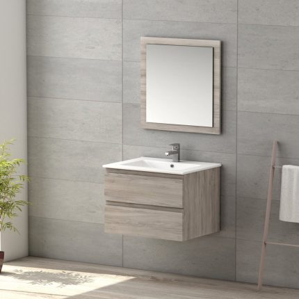 Alternative view of Viena Grey Ash 800 Wall Hung Unit & Basin